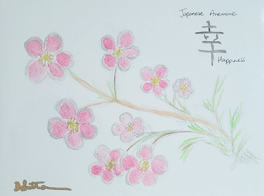 Japanese Anemone Watercolour Painting