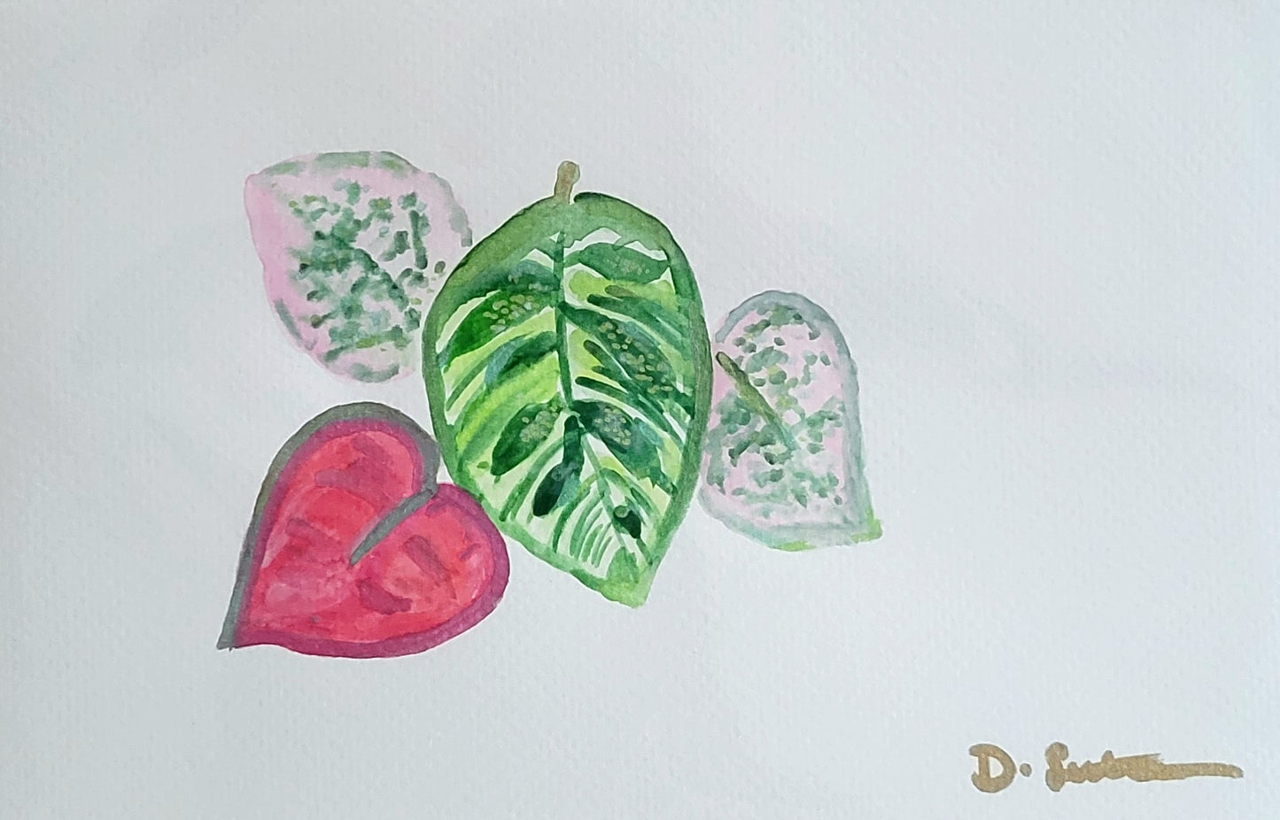 Leafy Five Watercolour Painting