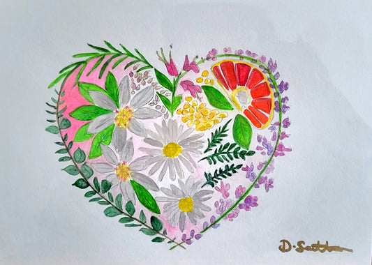 Love Plants, Love Nature Heart Watercolour Painting